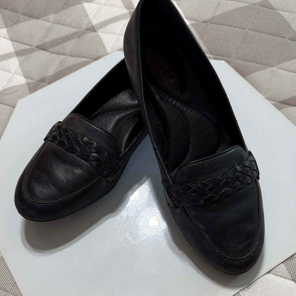 Born Black Woven Leather Flats